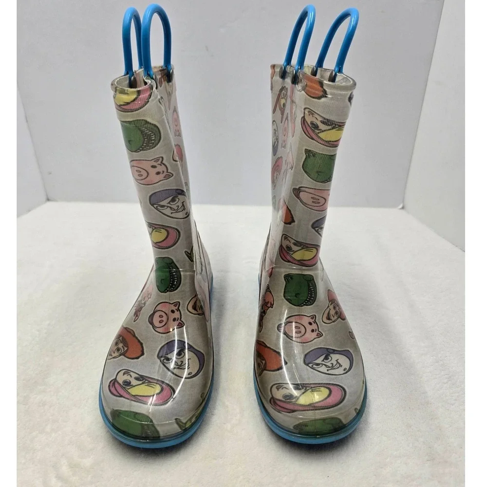 Disney Pixar Toy Story Rain Boots Kids Size 12 Woody Buzz Lightyear Blue Grey